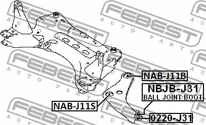 Febest NAB-J11S - Сайлентблок важеля NISSAN QASHQAI II 13- перед .мост Вир-во FEBEST autocars.com.ua