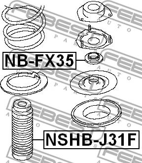 Febest NB-FX35 - Подшипник качения, опора стойки амортизатора avtokuzovplus.com.ua