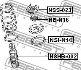 Febest NB-N16 - Подшипник качения, опора стойки амортизатора avtokuzovplus.com.ua