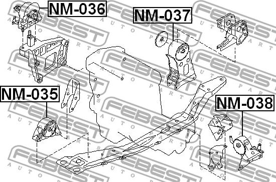 Febest NM-036 - Опора двигуна - КПП autocars.com.ua