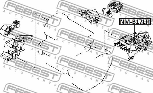 Febest NM-B17LH - Подушка, підвіска двигуна autocars.com.ua