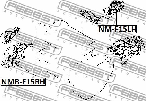 Febest NMB-F15RH - Подушка, опора, подвеска двигателя avtokuzovplus.com.ua