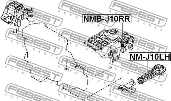 Febest NM-J10LH - Подушка, опора, подвеска двигателя avtokuzovplus.com.ua