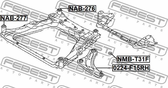 Febest NMB-T31F - Втулка, балка мосту autocars.com.ua