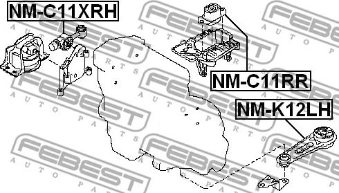 Febest NM-C11XRH - Подушка, підвіска двигуна autocars.com.ua