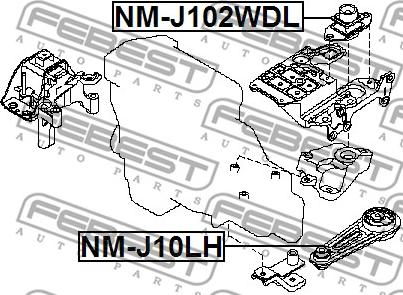 Febest NM-J102WDL - Подушка коробки скоростей NISSAN QASHQAI J10F 2006- autodnr.net