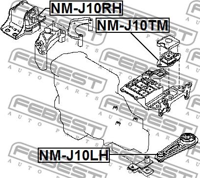 Febest NM-J10TM - Опора двигуна - КПП autocars.com.ua