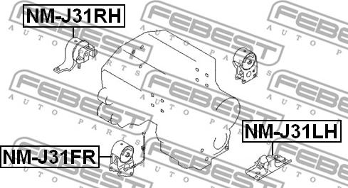 Febest NM-J31LH - Подушка, підвіска двигуна autocars.com.ua