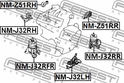 Febest NM-J32RFR - Подушка, підвіска двигуна autocars.com.ua