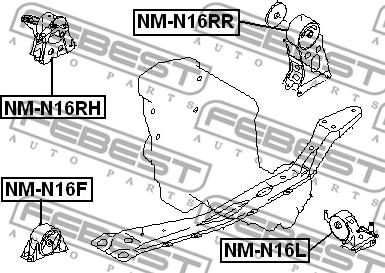 Febest NM-N16F - Подушка, підвіска двигуна autocars.com.ua