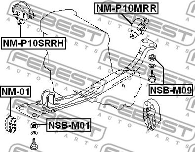 Febest NM-P10MRR - Подушка, підвіска двигуна autocars.com.ua