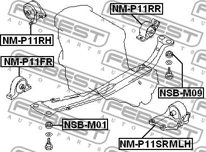 Febest NM-P11SRMLH - Подушка, підвіска двигуна autocars.com.ua