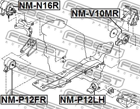 Febest NM-P12LH - Подушка, підвіска двигуна autocars.com.ua