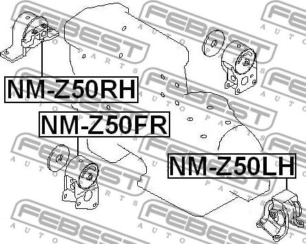 Febest NM-Z50RH - Подушка, підвіска двигуна autocars.com.ua