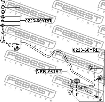 Febest NSB-Y61R2 - Втулка, стабілізатор autocars.com.ua