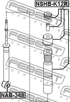 Febest NSHB-K12R - Пилозахисний комплект, амортизатор autocars.com.ua