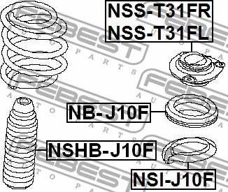 Febest NSI-J10F - Опорное кольцо, опора стойки амортизатора avtokuzovplus.com.ua