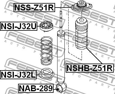 Febest NSS-Z51R - Опора стойки амортизатора, подушка autodnr.net