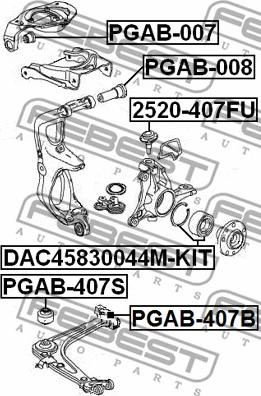 Febest PGAB-407B - Сайлентблок, рычаг подвески колеса avtokuzovplus.com.ua