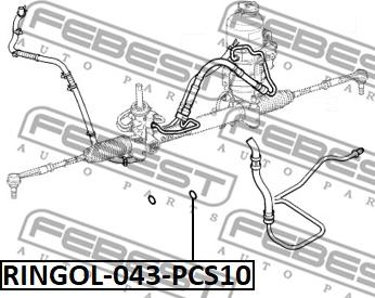 Febest RINGOL-043-PCS10 - Кільце ущільнювача валу, насос гідропідсилювача autocars.com.ua