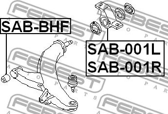 Febest SAB-001R - Сайлентблок переднего рычага зад.-низ. Пр. Legacy-Impreza-Forester -08 autocars.com.ua