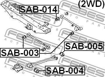 Febest SAB-004 - Сайлентблок, важеля підвіски колеса autocars.com.ua