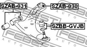 Febest SZAB-031 - Сайлентблок, важеля підвіски колеса autocars.com.ua