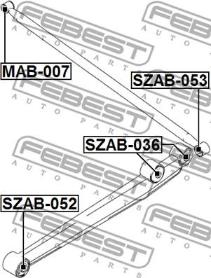 Febest SZAB-052 - Сайлентблок, рычаг подвески колеса avtokuzovplus.com.ua