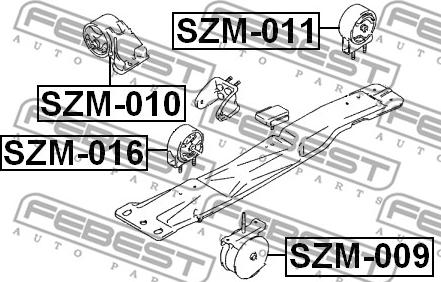 Febest SZM-016 - Подушка, підвіска двигуна autocars.com.ua