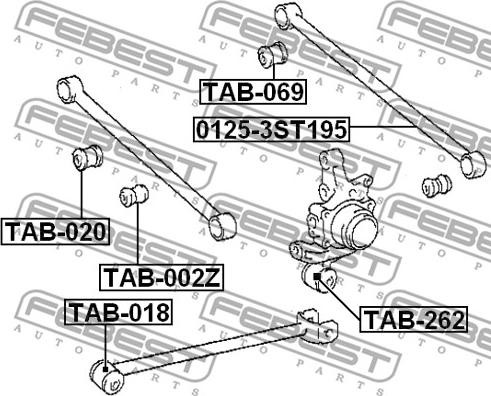 Febest TAB-002Z - Сайлентблок, важеля підвіски колеса autocars.com.ua