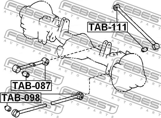 Febest TAB-087 - Сайлентблок, важеля підвіски колеса autocars.com.ua