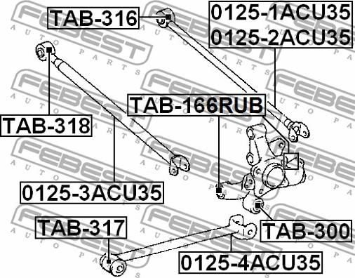 Febest TAB-166RUB - Сайлентблок, важеля підвіски колеса autocars.com.ua