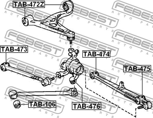 Febest TAB-473 - Сайлентблок, важеля підвіски колеса autocars.com.ua