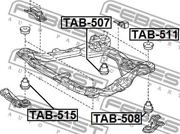 Febest TAB-515 - Підвіска, допоміжна рама / агрегатна опора autocars.com.ua