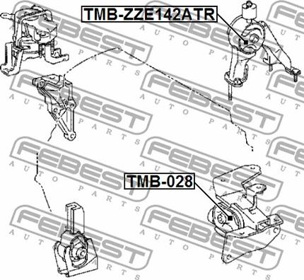 Febest TMB-ZZE142ATR - Сайлент-блок задней опоры двигателя Toyota Corolla US 2007-2014 autodnr.net