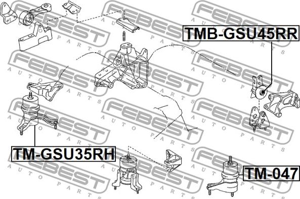 Febest TM-GSU35RH - Подушка, підвіска двигуна autocars.com.ua