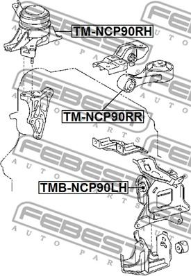 Febest TM-NCP90RH - Подушка, підвіска двигуна autocars.com.ua