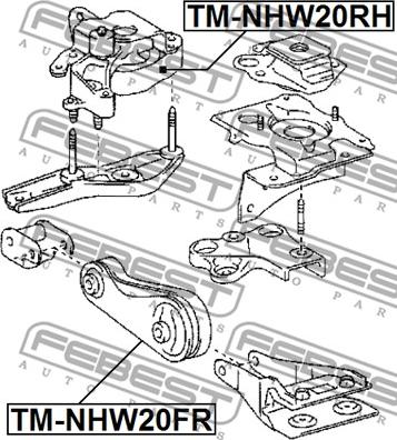 Febest TM-NHW20FR - Подушка, підвіска двигуна autocars.com.ua