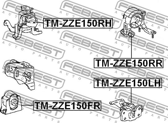 Febest TM-ZZE150RR - Подушка, підвіска двигуна autocars.com.ua