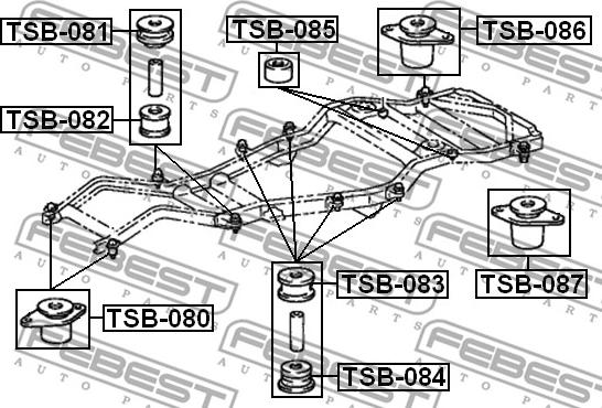 Febest TSB-086 - ПОДУШКА ПОДРАМНИКА TOYOTA LAND CRUISER 80 FZJ80-HDJ81-HZJ80 1990-2001 autodnr.net