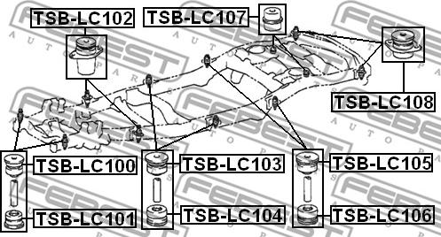 Febest TSB-LC108 - Опора підрамника autocars.com.ua