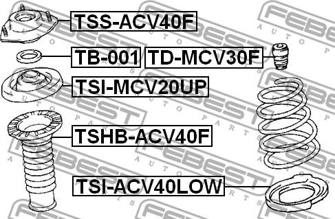Febest TSS-ACV40F - Опора стойки амортизатора, подушка avtokuzovplus.com.ua