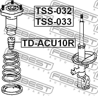 Febest TSS-032 - Опора аморт. TOYOTA Highlander задн. вир-во Febest autocars.com.ua