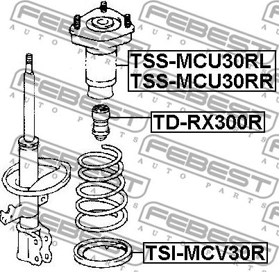 Febest TSS-MCU30RL - Опора стійки амортизатора, подушка autocars.com.ua