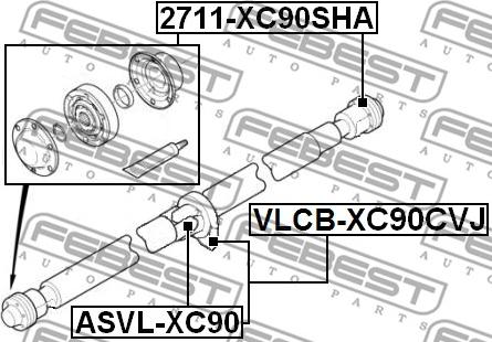 Febest VLCB-XC90CVJ - Підвіска, карданний вал autocars.com.ua