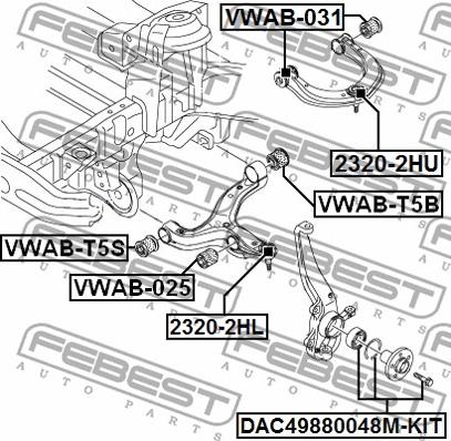 Febest VWAB-025 - Сайлентблок, рычаг подвески колеса avtokuzovplus.com.ua