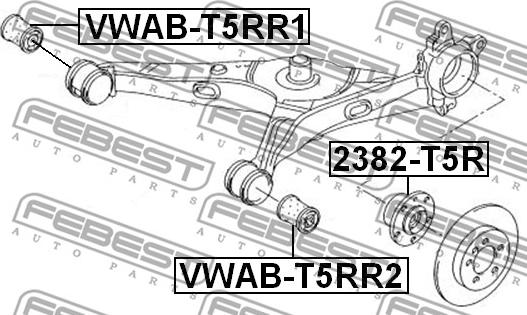 Febest VWAB-T5RR2 - Сайлентблок, важеля підвіски колеса autocars.com.ua