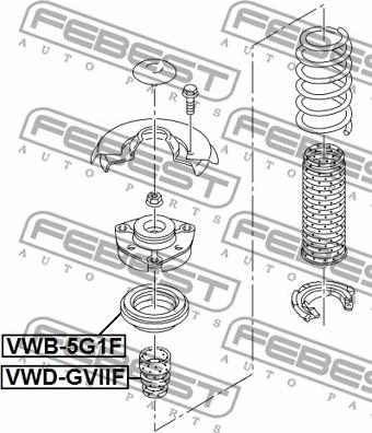 Febest VWB-5G1F - Подшипник качения, опора стойки амортизатора avtokuzovplus.com.ua