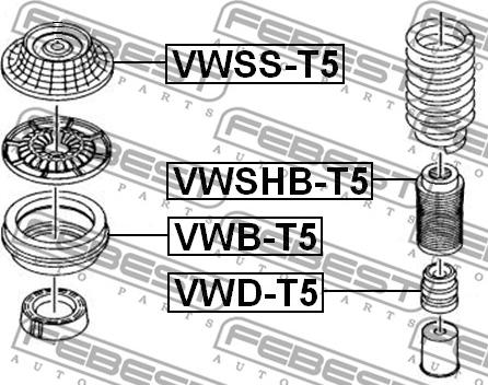 Febest VWB-T5 - Подшипник качения, опора стойки амортизатора avtokuzovplus.com.ua