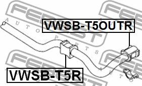 Febest VWSB-T5OUTR - Втулка стабилизатора VW MULTIVAN. TRANSPORTER 03-15 зад. мост Пр-во FEBEST autocars.com.ua